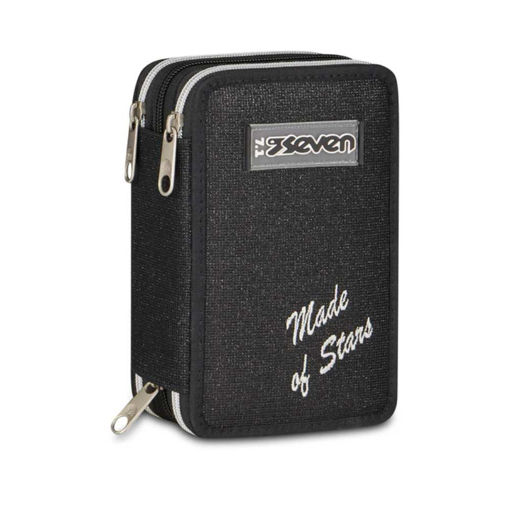 Picture of SEVEN 3 ZIPPER JET BLACK FILLED PENCIL CASE